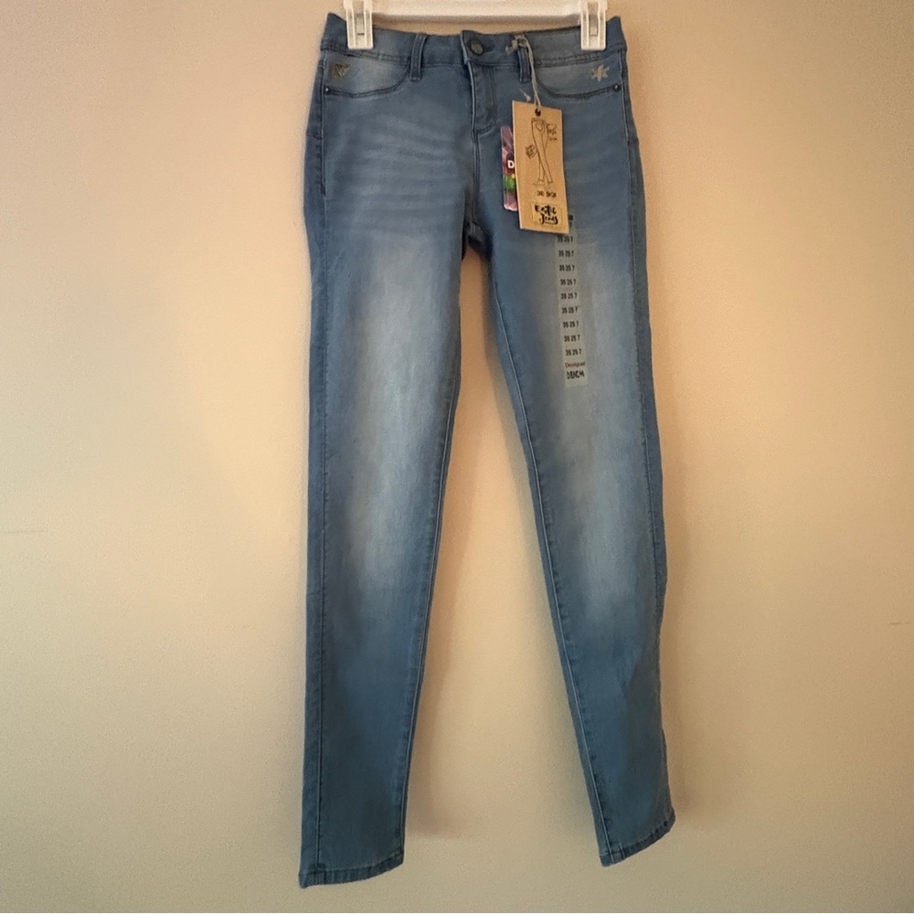 NWT Desigual Light Wash Skinny Jeans Size 25 Embroidered Pockets